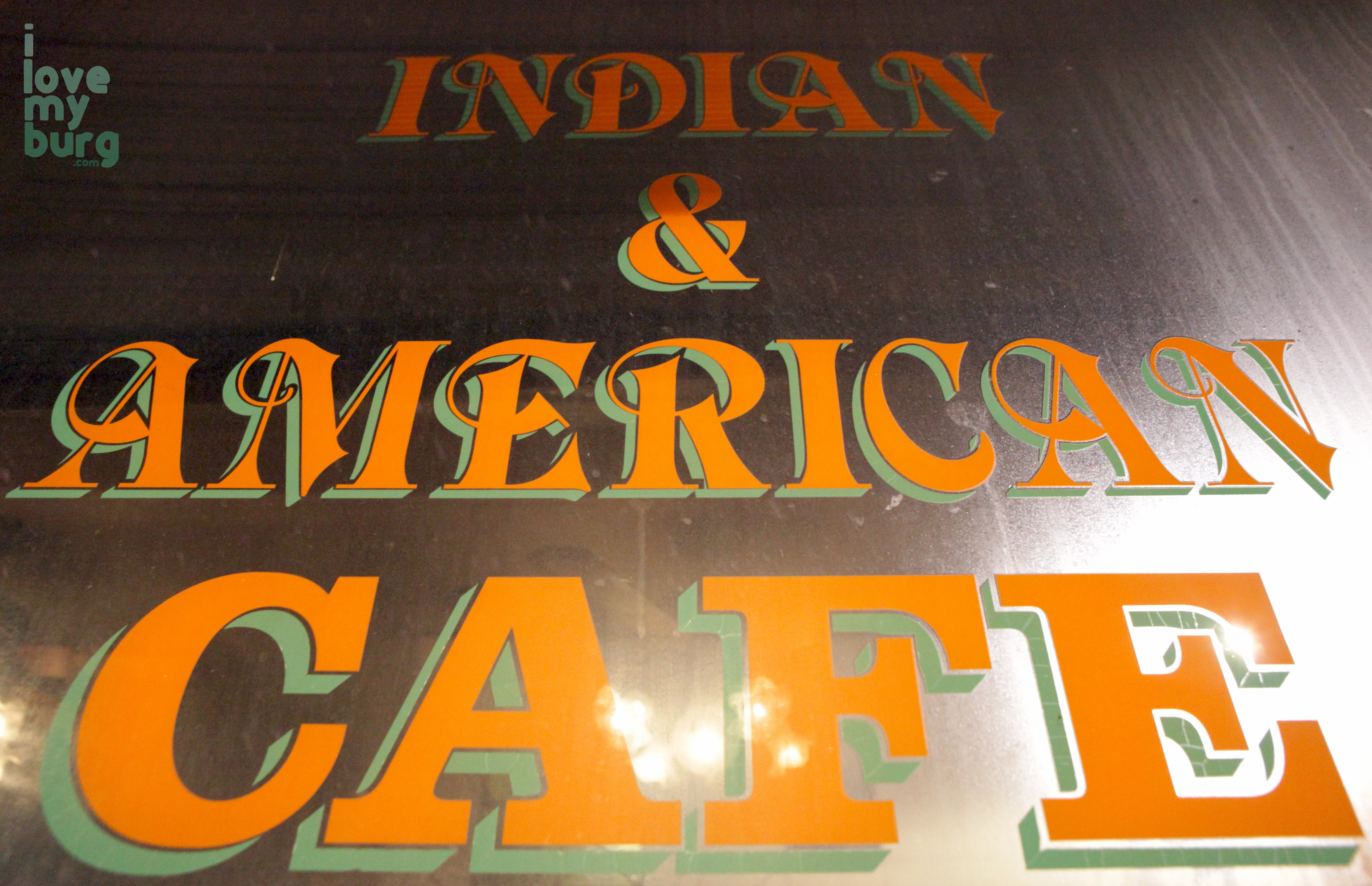 indian american cafe sign